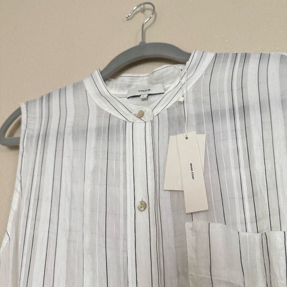 Vince Stripe Gauze Sleeveless Shirtdress - Picture 6 of 11
